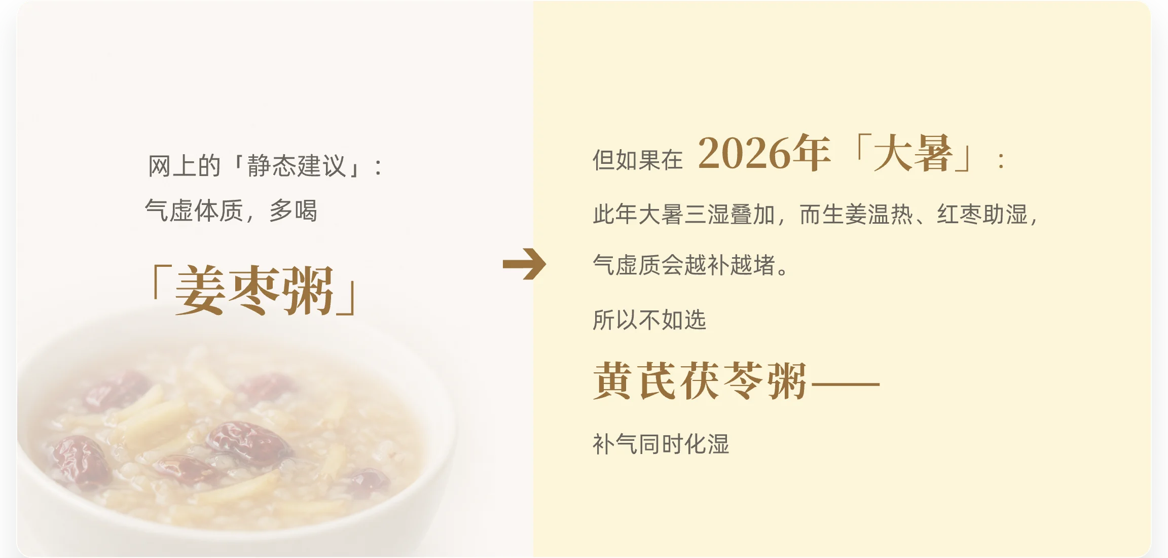 姜枣粥静态建议与二〇二六年大暑专属方案对比